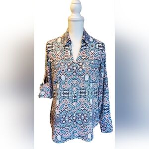 Express Blue and Black Paisley Blouse